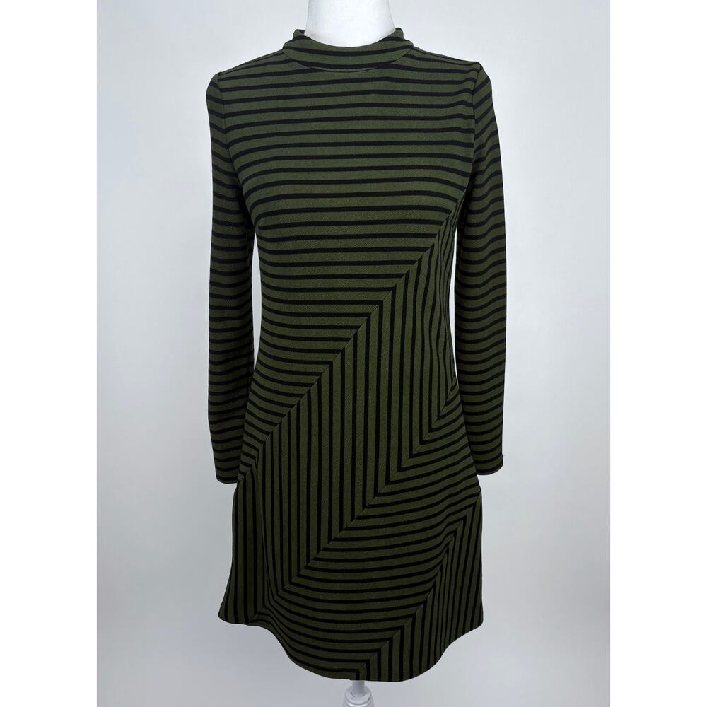 Anthropologie Hutch Gabby Striped Long Sleeve Mini Dress Size XS Black Green - Picture 3 of 11
